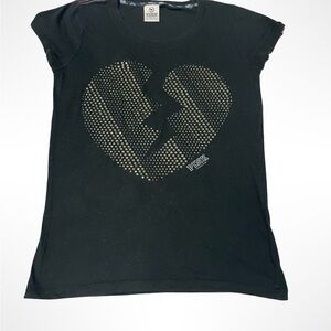 PINK Victoria's Secret pink, bejeweled, heartbreak T-shirt, size medium